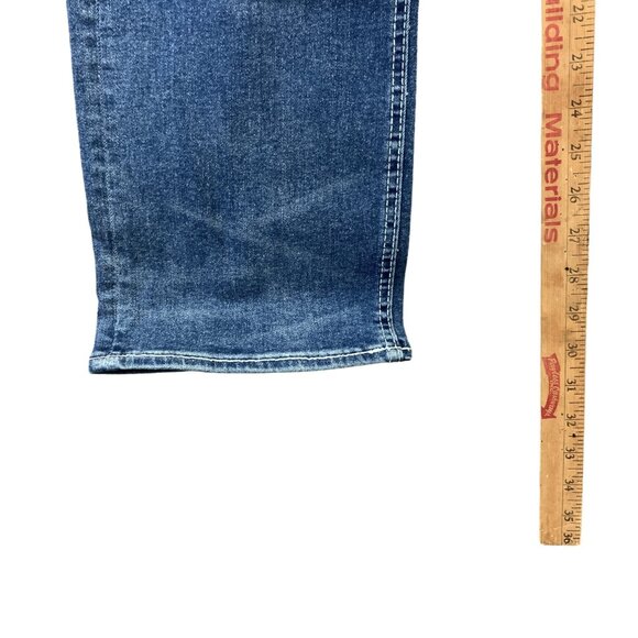 NEW Departwest Mens 31 Straight Jeans Blue Distressed Denim Zip Fly Pockets Logo - Picture 14 of 16